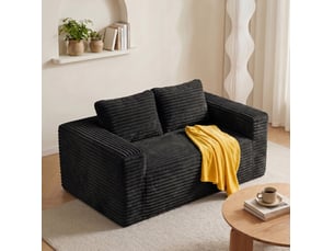 Canapé droit compressé fixe <strong>DESMIU</strong> <strong></strong> 2 places Velours côtelé noir