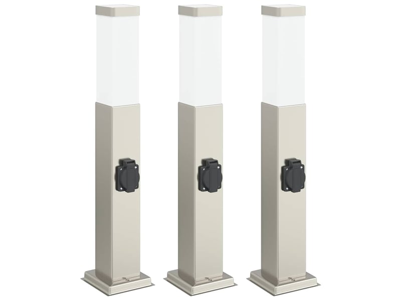 Lot de 3 borne lumineuse avec sortie 50 cm acier inoxydable ip44 - Conforama A