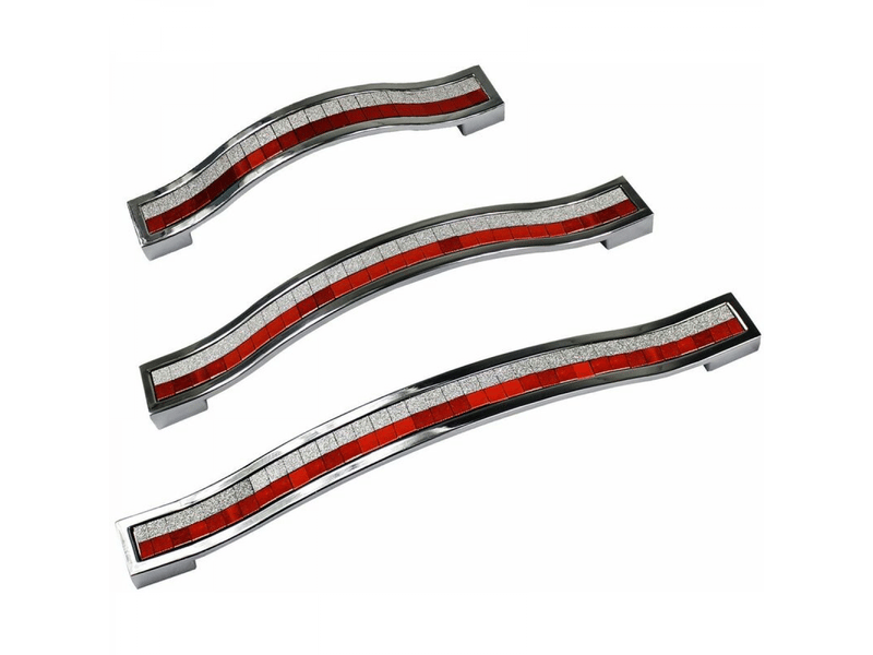  6 poignées de porte décoratives en cristal de 96 mm, bouton de meuble pour tiroir, armoire, garde-robe, placard de rangement, argent rouge  - Conforama D