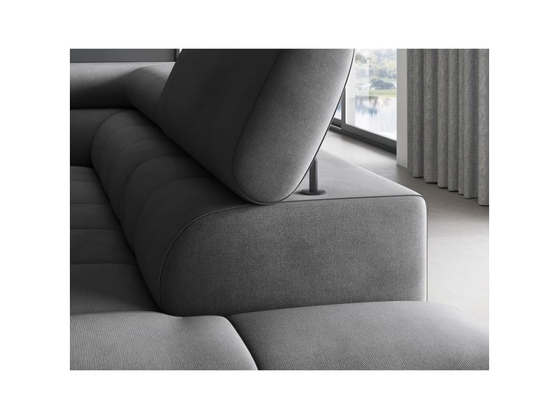  Canapé d'angle droit convertible gris foncé 5 places ferrum assise confort 276x93x200cm  - Conforama D