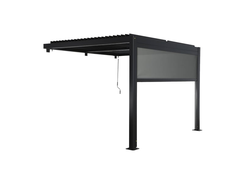  Pergola bioclimatique aluminium adossée 3x3m noir + 1 store 3m palace  - Conforama C