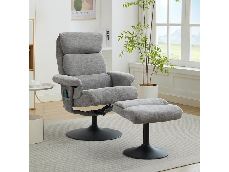 Fauteuil relax électrique tissu gris avec repose-pieds fauteuil relax gris - Conforama B