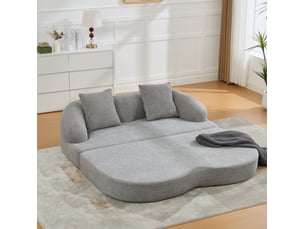 Canapé modulaire 2 pl 157x84x65cm, 2 coussins, mousse à haute densité, prêt à installer, adapté au salon, chenille, gris clair