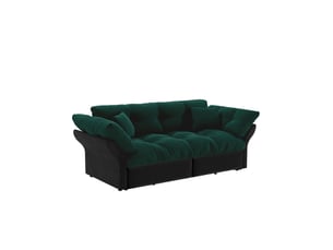 Canapé velours 190 cm 190 cm velours vert fonction convertible 3-en-1 fonction couchage capitonnage 2 coussins moelleux inclus