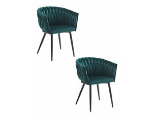 Chaise - leobert - orion - velours vert - 61 x 55 x 79 cm - lot de 2