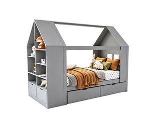 Lit cabane 90x200 cm <strong>MODENVIE</strong>  <strong></strong> coloris gris