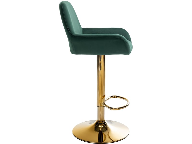  Lot de 2 tabourets de bar repose-pieds intégré revêtement velours vert structure en métal doré tdb10739  - Conforama E