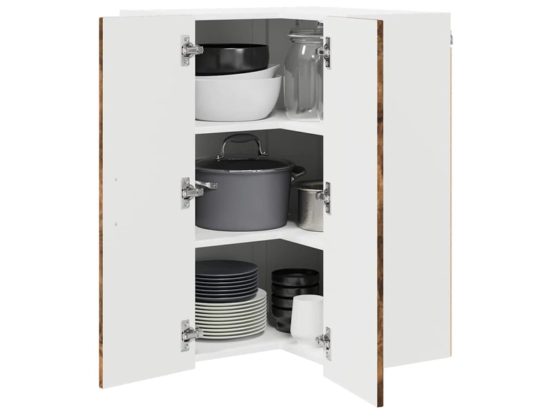 Meuble mural de cuisine, armoire d'angle cuisine lucca chêne fumé 57x57x80cm - Conforama C