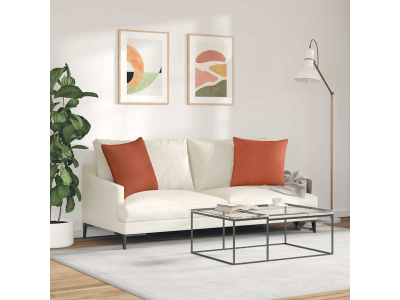  Lot de 2 coussins de canapé, coussins décoratifs rouge orange 50 x 50 cm cf59161  - Conforama D