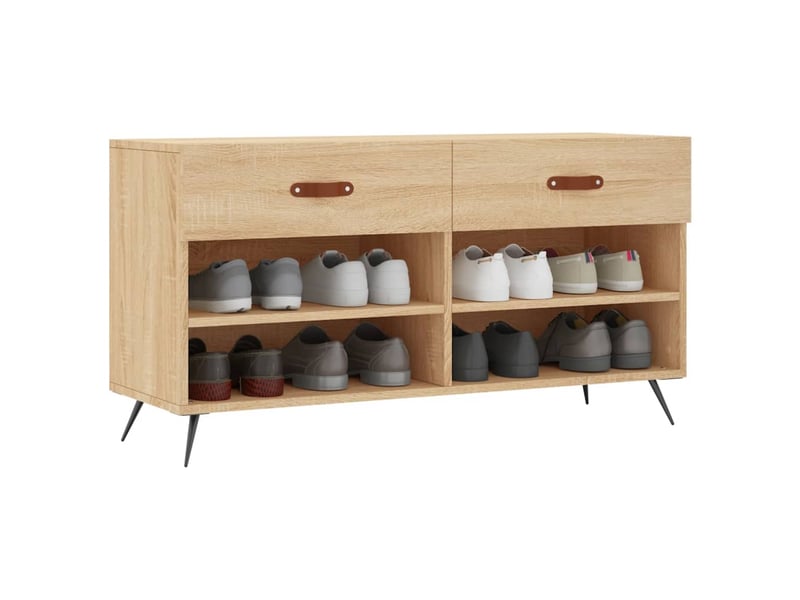  Banc à chaussures, meuble à chaussures chêne sonoma 102x35x55 cm bois d'ingénierie shl2429  - Conforama C