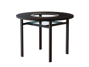 Table de salle à manger ronde 2 à 4 personnes avec étagère en verre, diamètre 100 cm, mdf noir