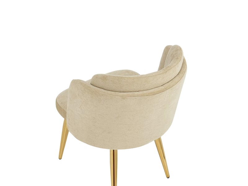  Lot de 4 chaises de salle à manger, dossier courbé, moderne, métal, polyester, couleur marron  - Conforama R