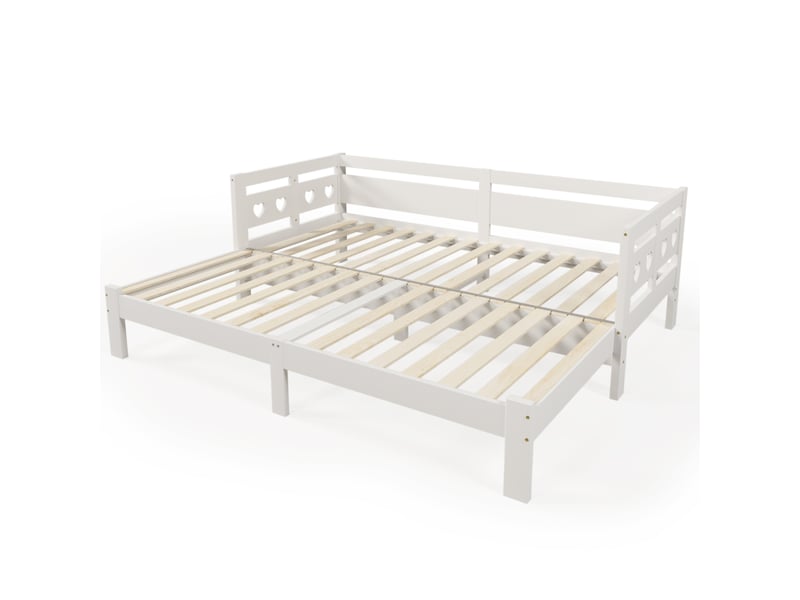  Lit gigogne blanc en bois massif avec structure extensible  - Conforama C