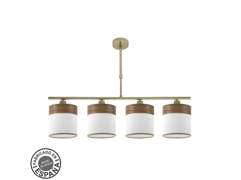  Lampe de plafond fabrilamp cloe cuirblanc-bois foncé 4 x e14 hauteur réglable 44-61 cm 75x14 cm 175454084 - Conforama A