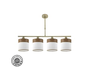 Lampe de plafond fabrilamp cloe cuirblanc-bois foncé 4 x e14 hauteur réglable 44-61 cm 75x14 cm