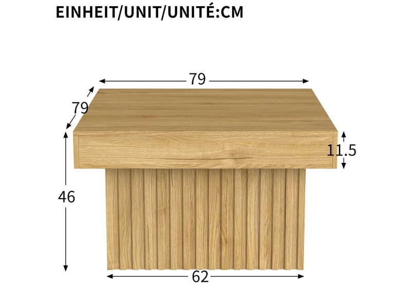  Table basse carrée 79 x 79 x 46 cm en panneaux de particules et mdf naturel  - Conforama C