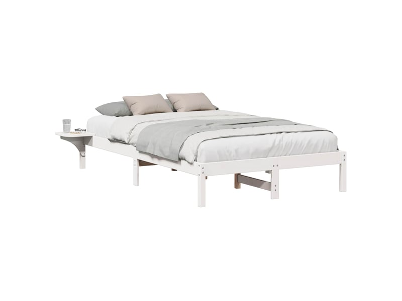  Lit double- lit adulte -  cadre de lit blanc 135 x 190 cm pin massif  - Conforama A