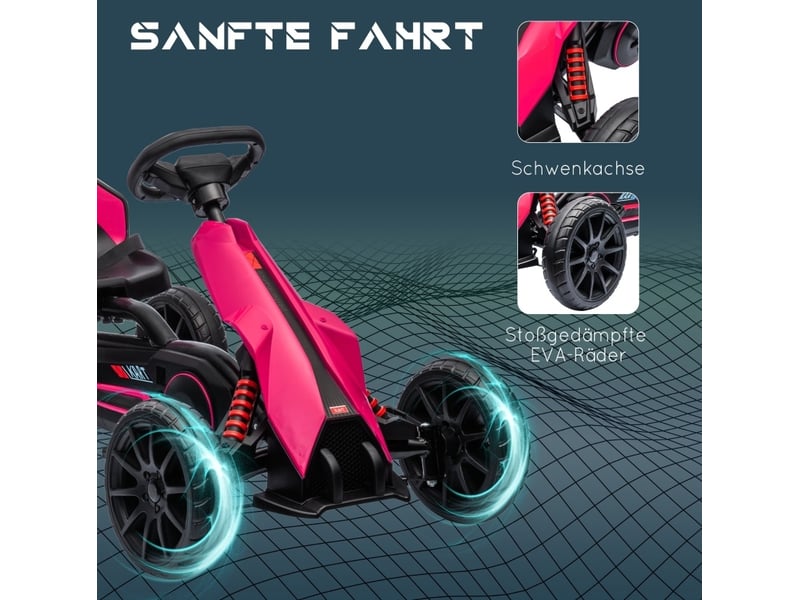  Kart à pédales 100x58x58,5 cm siège réglable rose  - Conforama C