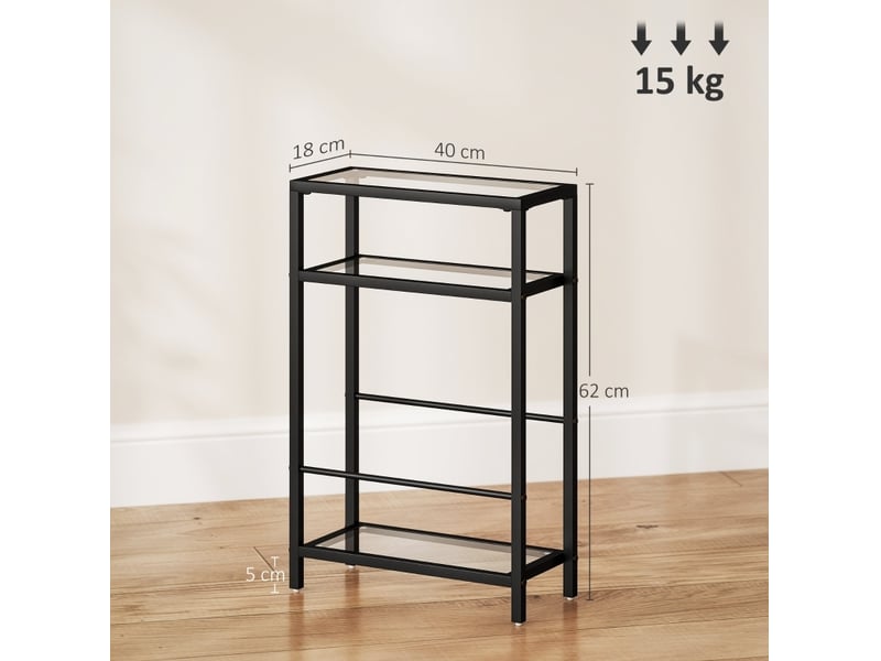  Table d'appoint 40x18x62 cm à 3 niveaux noire  - Conforama C