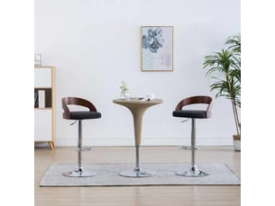 Lot de 2 tabouret de bar, chaise de bar gris foncé tissu et bois courbé