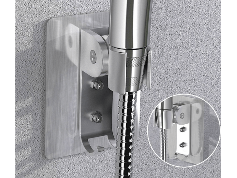  Adhésif fort douche support de la tête réglable douche porte-wand, douche à main tête support mural avec 2 crochets de suspension  - Conforama C