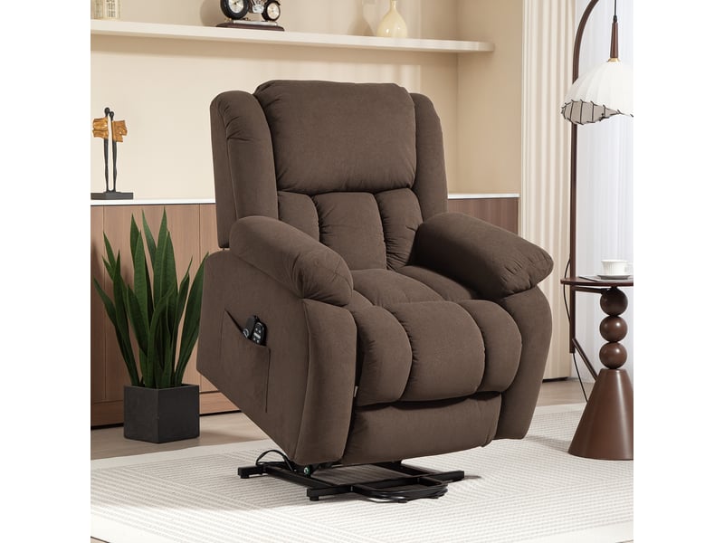 Fauteuil releveur électrique massant chauffant inclinable repose-pieds tissu marron - Conforama B