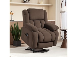 Fauteuil releveur électrique massant chauffant inclinable repose-pieds tissu marron