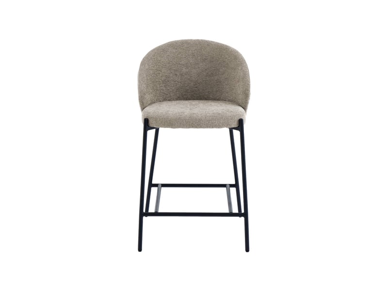  Lot de 2 tabourets de bar bois de peuplier teinté noyer. Acier noir et tissu texturé taupe - paul  - Conforama E