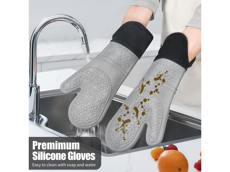 Lot de 6 maniques grises résistantes à la chaleur – silicone antidérapant - idéales pour cuisine et micro-ondes - Conforama D