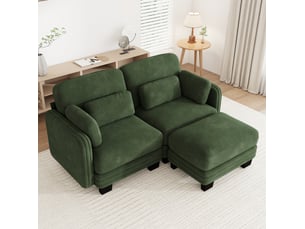 Canapé d'angle droit fixe MAISENTIEL 2 places Tissu vert