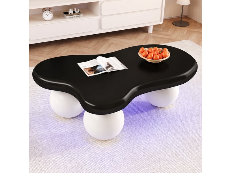  Table basse en forme de nuage noire et blanche avec éclairage led 16 couleurs, 95 x 62,5 x 32 cm  - Conforama B