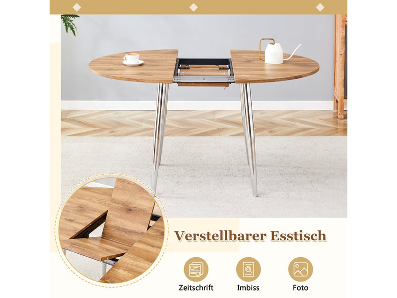  Table à manger ronde extensible de 107 à 137 cm de diamètre en ovale table seule sans chaises  - Conforama E