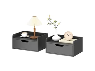 Ensemble de 2 tables de chevet murales flottantes avec 1 tiroir pour chambre à coucher, 40 x 30 x 19,5 cm, noires