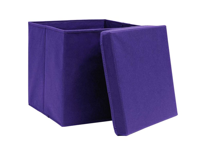 Boîtes de rangement avec couvercles 10 pcs 28x28x28 cm violet - Conforama D