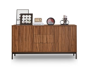 Buffet 2 porte(s) 3 tiroir(s) MEUBLIV - 150 cm coloris bois foncé