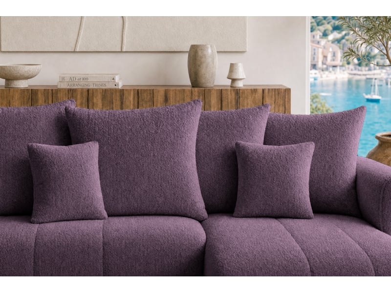  Cassis - canapé d'angle convertible tissu chenille 3 places mauve  - Conforama E