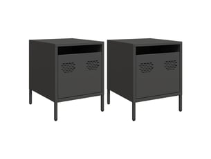 Lot de 2 table de chevet, table de nuit noir 35x39x43,5 cm acier