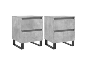 Lot de 2 tables de chevet - cabinet de chevet - table de nuit gris béton 40x35x50 cm bois d’ingénierie