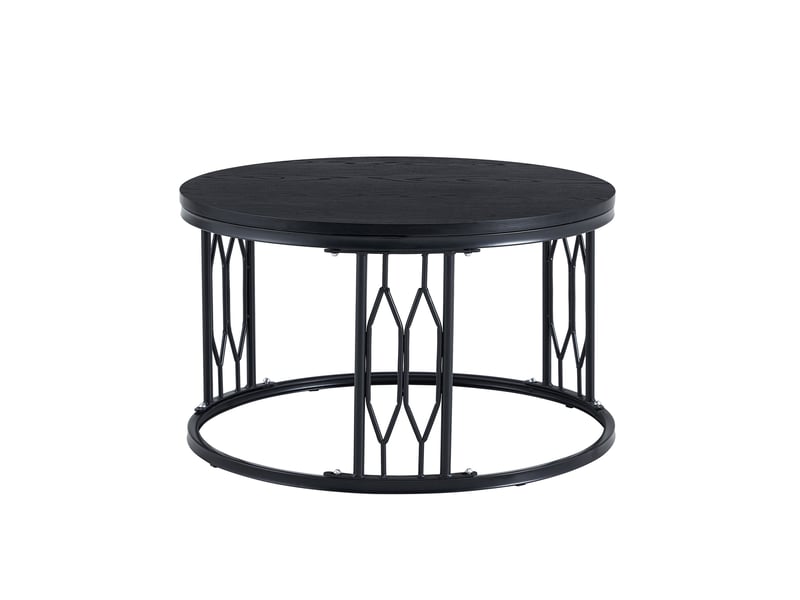  Table basse ronde 70 cm noire en mdf effet bois avec structure en métal  - Conforama A