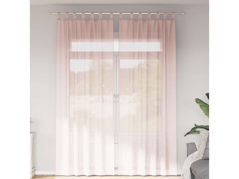  Lot de 2 rideaux en voile, voilages avec boucles rose clair 140x260 cm cf44319  - Conforama B