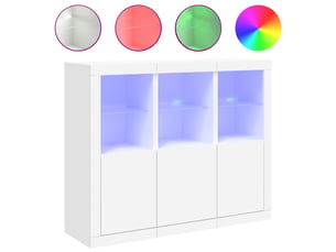 Buffets avec lumières led 3 pcs - bahut - meuble de rangement blanc bois d'ingénierie