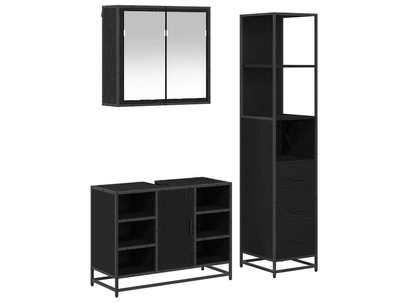  Ensemble de mobilier de salle de bain 3 pc chêne noir cf64350  - Conforama A