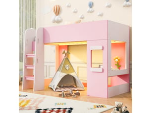 Lit mezzanine 90x200 cm <strong>OOIILLEE</strong> <strong>Luxe haut de gamme</strong> coloris rose