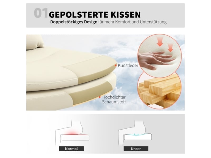  Chaise de bureau sans accoudoirs en similicuir beige, à roulettes, coussin, réglable en hauteur  - Conforama E