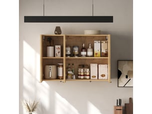 Armoire murale cuisine 3 portes meuble haut de rangement placard suspendu 90x29x60 cm naturel
