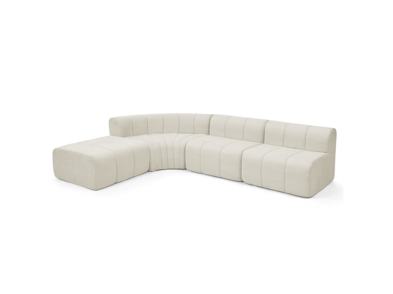  Canapé d'angle modulable 4 places 283x198x64.7 cm avec modules combinables, beige  - Conforama A