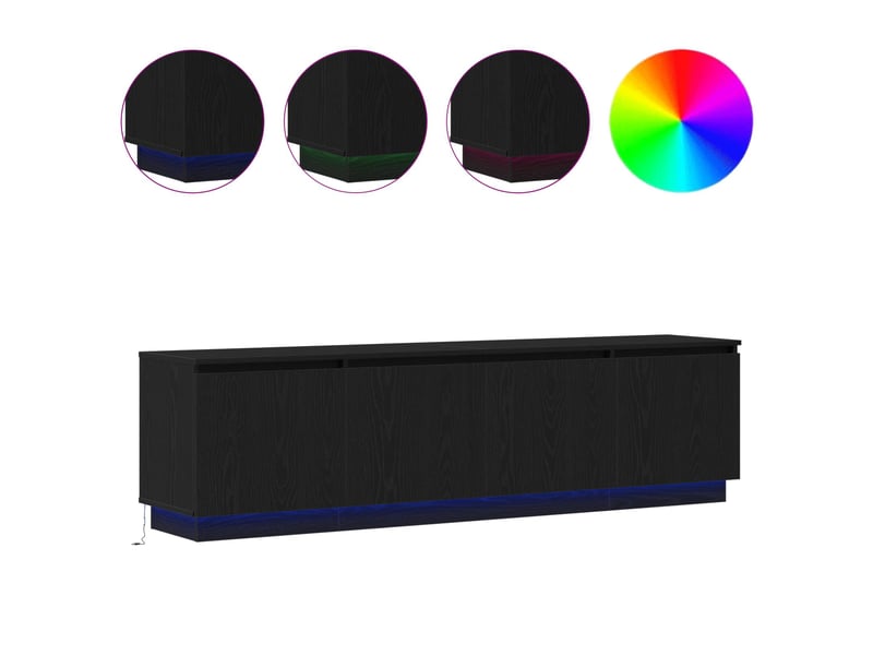 Meuble tv - banc tv - meuble de rangement 180 x 38 x 49 cm chêne noir bois d'ingénierie  - Conforama D