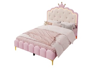 Lit 2 places 140x200 cm <strong>MERAX</strong>  <strong>lit enfant rose</strong> coloris rose
