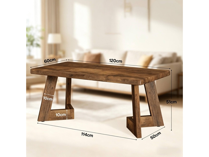  Table basse rectangulaire 120x60x51 cm style campagne panneau de particules brun rustique  - Conforama C