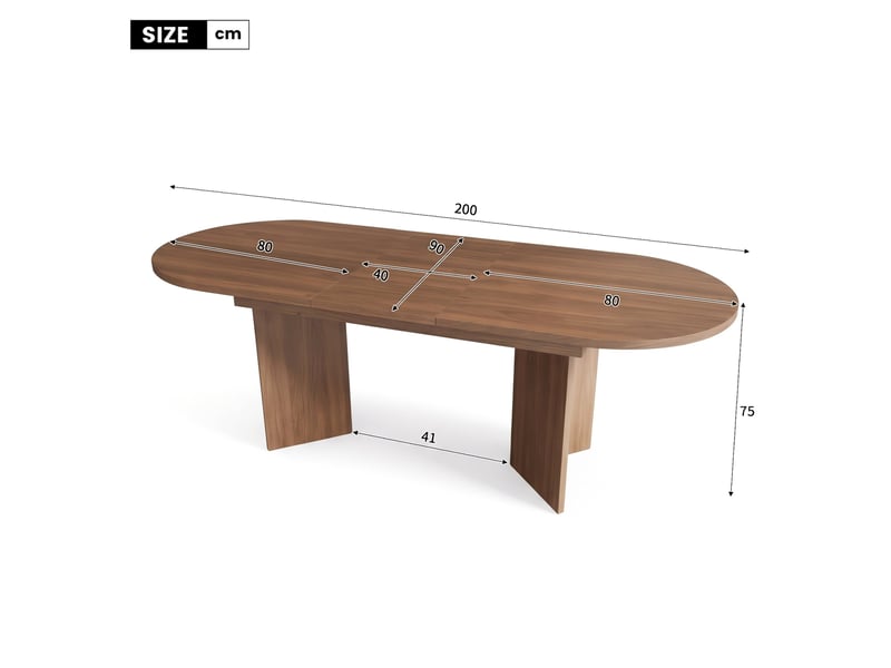 Ensemble table et chaises de salle à manger, table extensible 160/200 x 90 cm, 6 chaises en bois massif avec tissu en lin, style moderne, coloris noyer - Conforama C